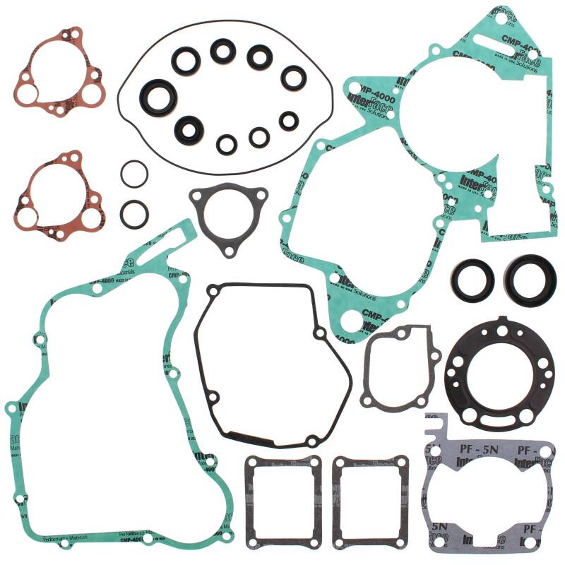Honda CR125R Complete Gasket Kit - Vertex Pistons - with Oil Seals, OEM specified - 2000